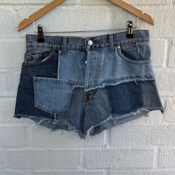 REVICE Pants - Revice Patchwork High-Rise Denim Cutoff Jean Shorts sz 30